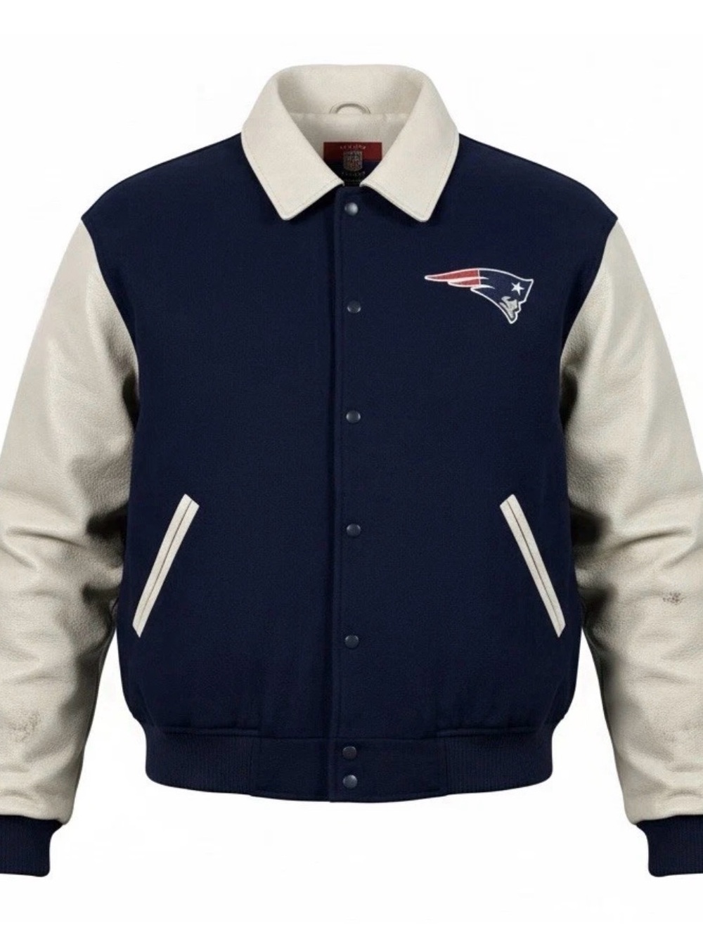 Reebok Navy and White New England Patriots Jacket with Team Patch